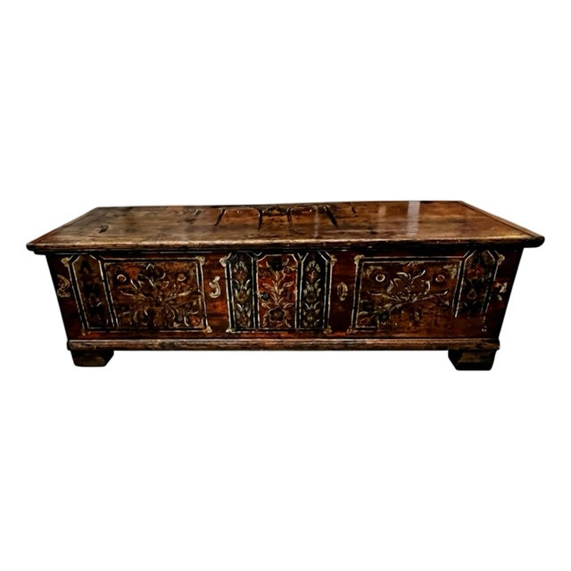 Antique Austrian Painted Trunk For Sale