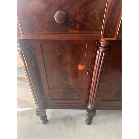 Early 19th Century Antique 19th C. American Empire Crotch Flame Mahogany Sideboard Buffet For Sale - Image 5 of 10