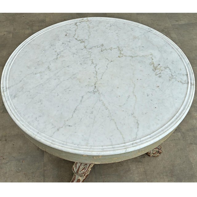 French French 19th Century White Marble Top Gueridon with Painted Finish For Sale - Image 3 of 17