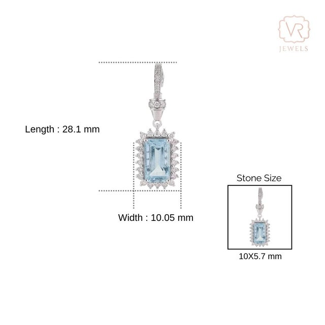 1.9ct Ice Blue Aquamarine & Diamond Halo Pendant With Locking Bail in 14k Gold For Sale - Image 11 of 14