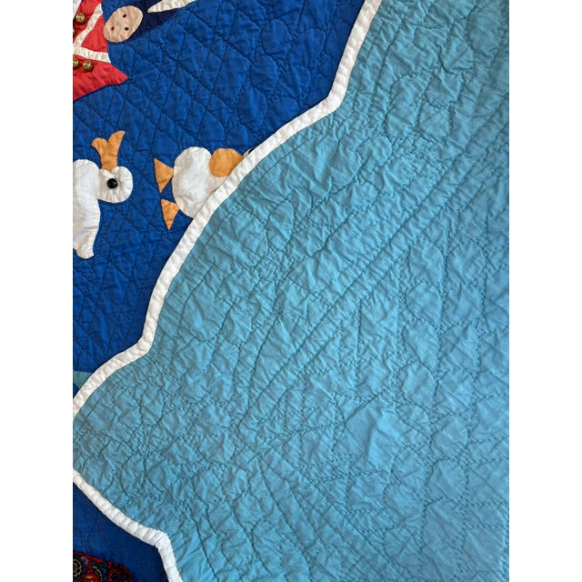 1930s Antique Handmade Dutch Folk Art Applique Child’s Nursery Quilt Textile Art For Sale In Miami - Image 6 of 14