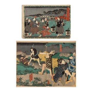 Utagawa Kunisada Figural Woodblock Prints, 2 For Sale