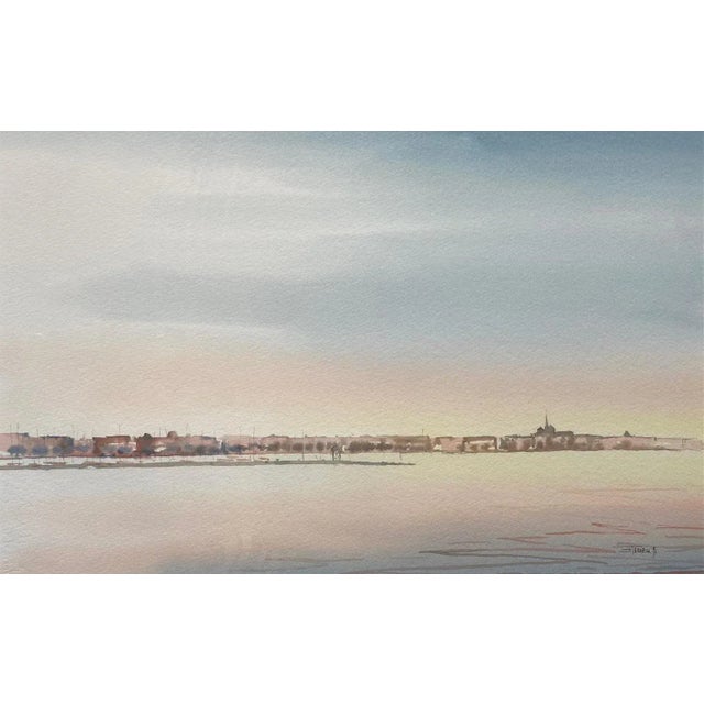 Jacques Tornare, The Harbor, Geneva, Watercolor, 1996 For Sale - Image 8 of 8