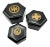 Vintage Nesting Black Lacquer Finish Boxes With Gold Print Design Set of Three Made in Japan For Sale