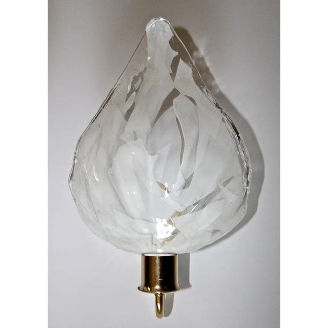 La Murrina Murano White and Clear Glass Leaf Wall Sconces - a Pair For Sale In Palm Springs - Image 6 of 13
