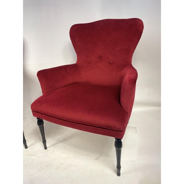 Antique Regency Style Armchair in Red Velvet, 1950s For Sale - Image 15 of 18