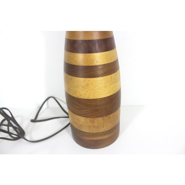 Vintage Stacked Turned Wood Marquetry Table Lamp For Sale - Image 12 of 12