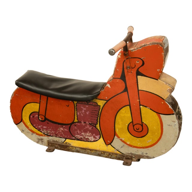1940s American Amusement Park Motorcycle Motorbike Painted Carousel Carnival Ride For Sale - Image 4 of 12