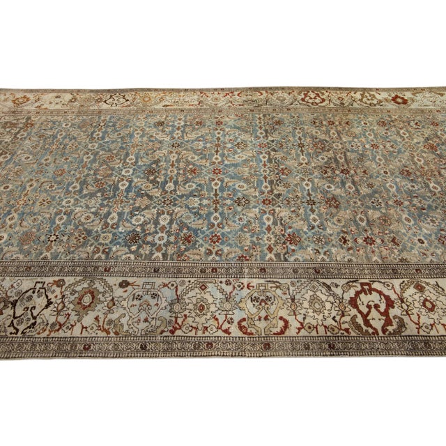 18th Century Gray Antique Bidjar Handmade Gallery Wool Rug With Floral Pattern For Sale - Image 5 of 7