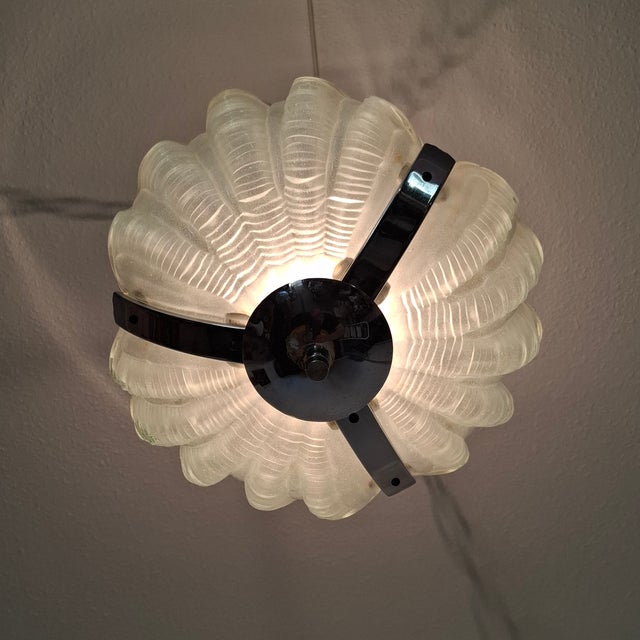 Art Deco Pendant Light with Shell-Shaped Glass Shade, 1930s For Sale - Image 14 of 17