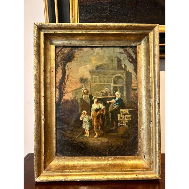 Interesting oil painting on copper plate of remarkable pictorial quality depicting a scene described in the Old Testament...