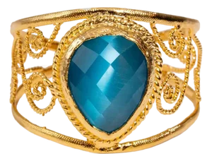 Vintage Blue Cat Eye Chunky Cuff Bracelet