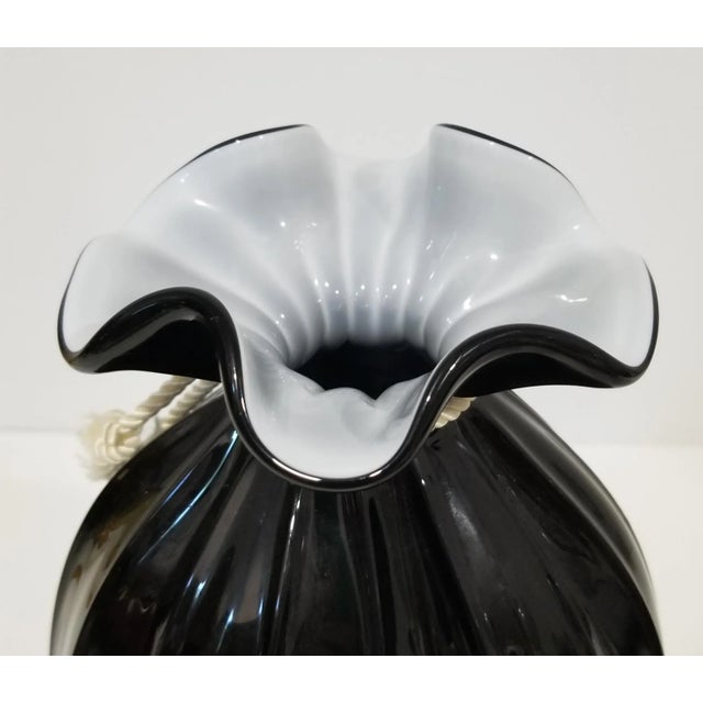 1960s 1960s Large Pilgrim Glass Black & White Satchel Art Glass Vase For Sale - Image 5 of 10