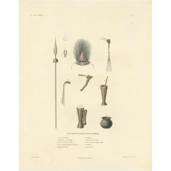 Duperrey, Illustration of Artifacts from the Haven of Doreri, New Guinea, Print For Sale