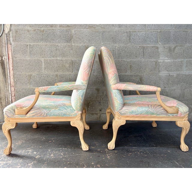 1980s A Pair of Palm Beach Regency Coastal Style Bergere Armchairs by Sherrill Furniture. Circa 1980s For Sale - Image 5 of 18