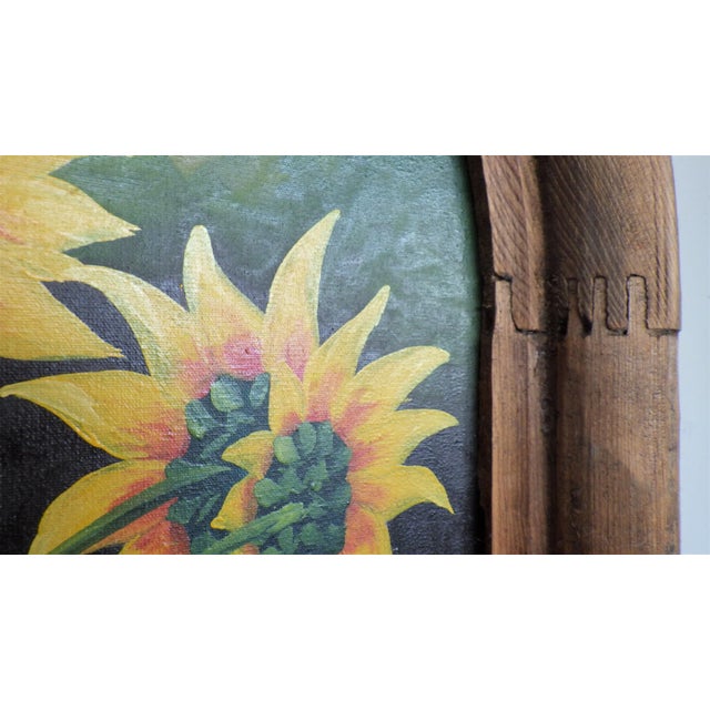 1930s Sunflowers Oil on Canvas Painting For Sale - Image 6 of 13