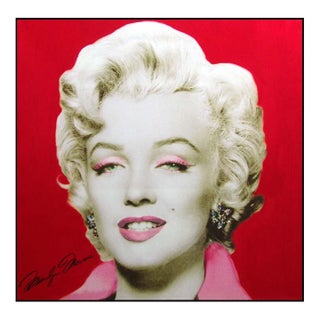Steve Kaufman "Marilyn Monroe" Serigraph on Canvas Hand Signed# Red Canvas For Sale