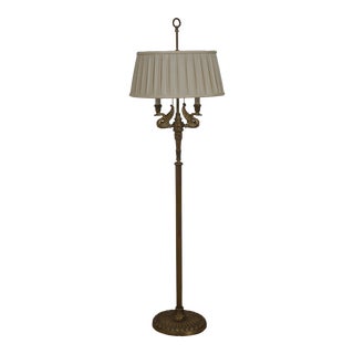 Decorative Crafts Solid Brass Regency Swan Arm Floor Lamp For Sale