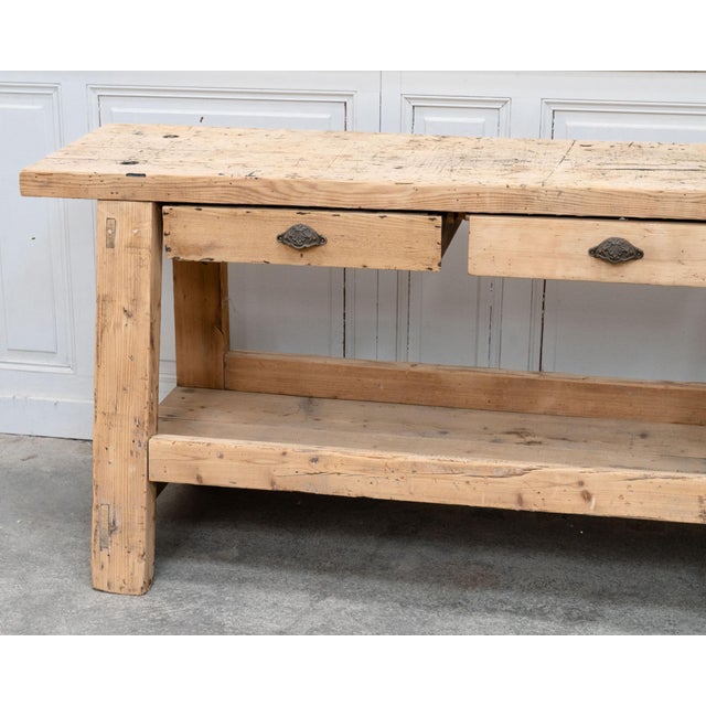 Beige Antique Workbench in Fir Wood, 1940 For Sale - Image 8 of 16