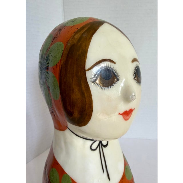 1960s Vintage Gemma Taccogna Mexican Papier-Mâché Folk Art Female Bust Sculpture For Sale - Image 5 of 12