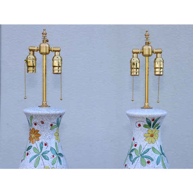 1960s 1960's Bitossi Pottery Table Lamps With Brass Hardware For Sale - Image 5 of 17