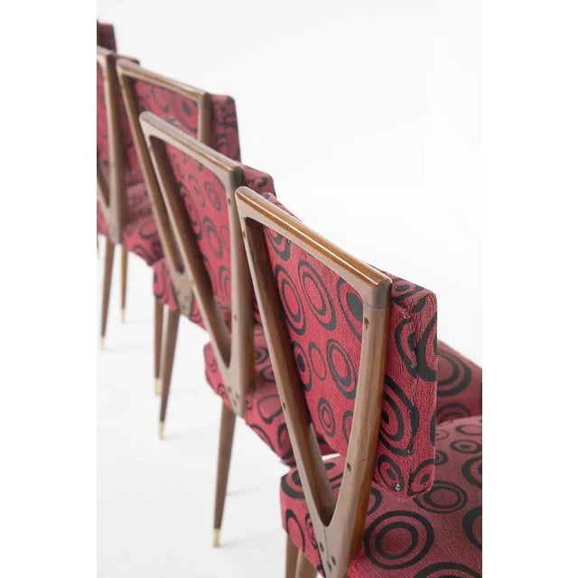 Wood Vintage Red Dining Room Chairs from Gianni Vigorelli, Set of 6 For Sale - Image 7 of 9