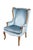 Queen Anne Vintage Queen Anne Style Library Wing Back Chair Light Blue Velvet Fabric For Sale - Image 3 of 11