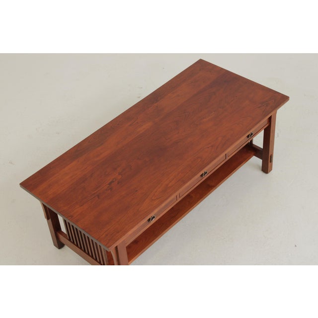 Stickley Cherry 3 Drawer Arts & Crafts Coffee Table For Sale In Philadelphia - Image 6 of 15
