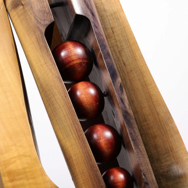 Mid-Century Modernist Hand Carved Walnut & Oak Dowel Pierced Amorphic Sculpture For Sale - Image 12 of 13