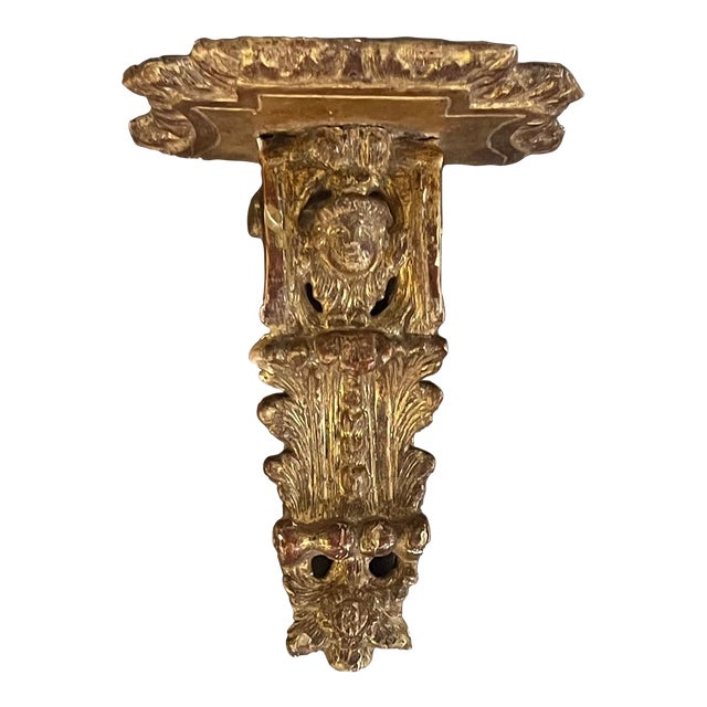Antique 19th Century Small Scale Régence Style Carved Gilt Wood Wall Bracket Shelf For Sale