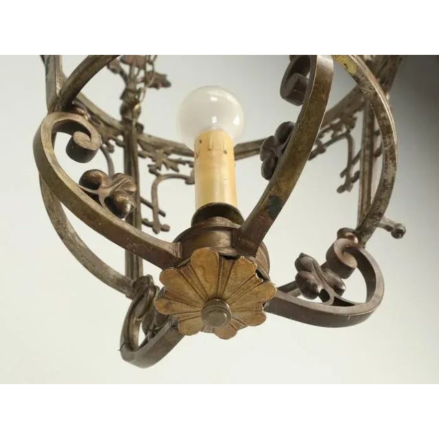 Antique French, solid bronze lantern, newly rewired for the American market, but without glass. Age: circa 1840-1860