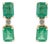 3.76 Ct Emerald & Diamond Art Deco Drop Earrings in 14k Yellow Gold- A Pair For Sale