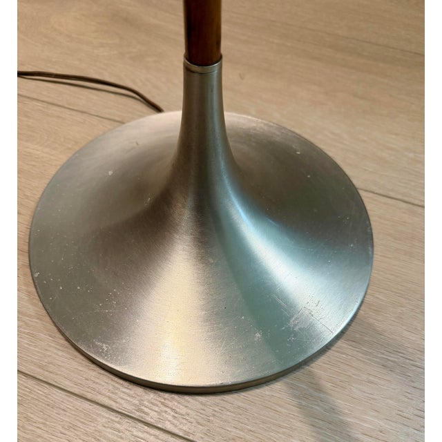 Vintage Mid Century Modern Laurel Rosewood Nickel Mushroom Floor Lamp For Sale - Image 11 of 11