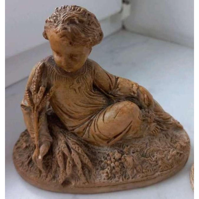 Rustic European Pair of 19th Century Pastoral Shepherd Figurines, Terracotta-Patinated Ceramic. For Sale - Image 3 of 11