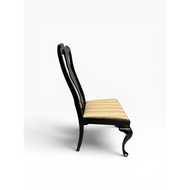 1980s Set of Six Chinoiserie Queen Anne Style Dining Chairs – Attributed to Drexel For Sale In Boston - Image 6 of 12
