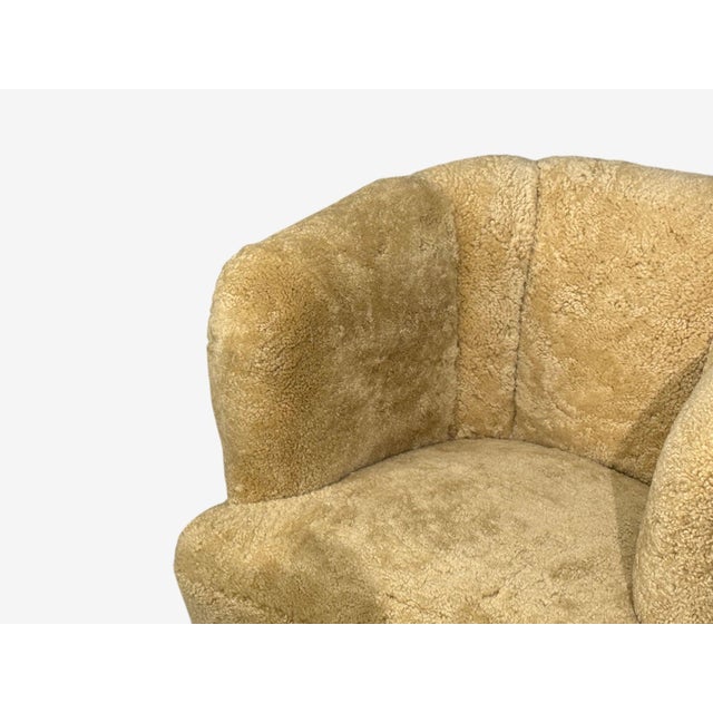 Wood Danish Modern, Banana Style Tub Chair, Beech, Honey Sheepskin, Denmark, 1930s For Sale - Image 7 of 13