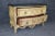 French Fine Pair Crackle Paint Decorated Creme and Marble Top French Louis XV Commodes For Sale - Image 3 of 12