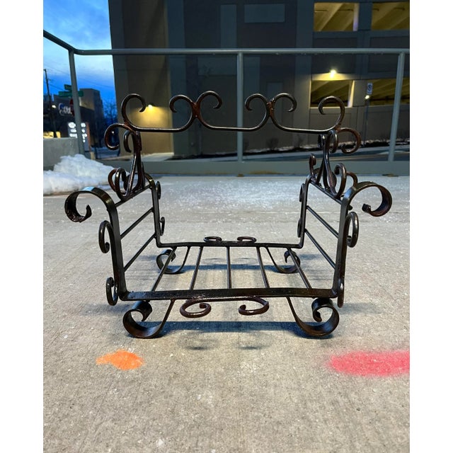 Antique French Wrought Iron Firewood Holder For Sale - Image 9 of 13