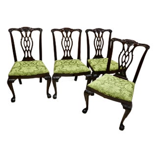 Late 20th Century Pennsylvania House Chippendale Mahogany Carved Ball & Claw Dining Chairs -Set of 4 For Sale