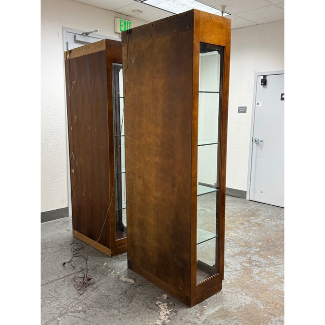 Campaign Style Curio Display Vintage Cabinets, Pair For Sale In San Francisco - Image 6 of 12