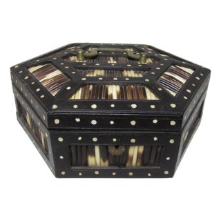 Antique Anglo Indian Hexagonal Porcupine Quill Box For Sale