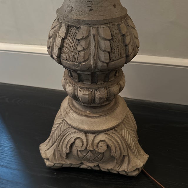 Late 20th Century Solid Wood Heavily Carved Poplar or Rubber Wood Italian Lamp For Sale - Image 4 of 7