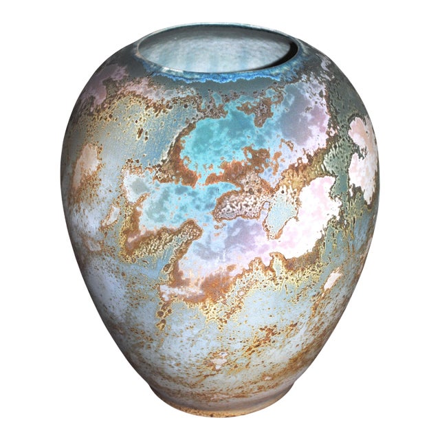 1970s Tony Evans Raku "Ancient Sands" Large Martaban Style Vessel, Signed For Sale