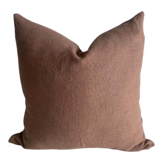 Belgian Linen Pillow Cover in Cinnamon With Insert For Sale