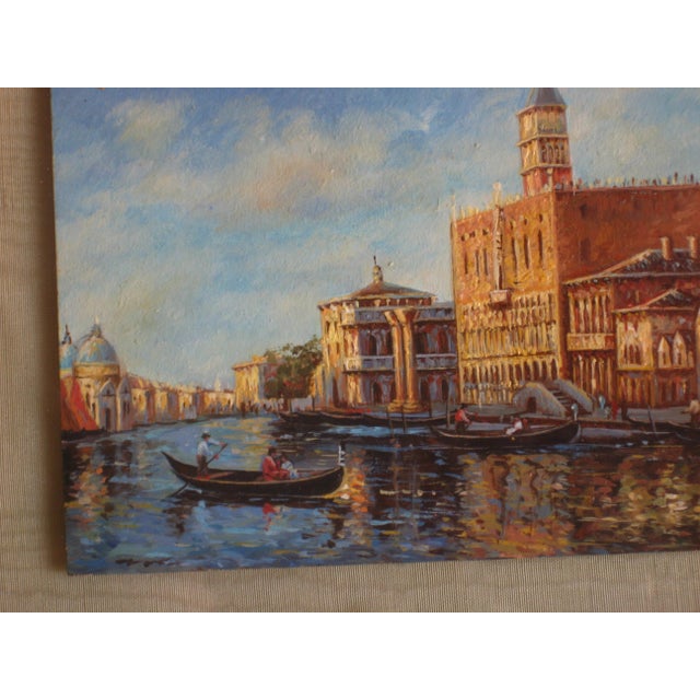 Figurative Early 20th Century Miniature Oil Painting of Venice Doge Palace For Sale - Image 3 of 9