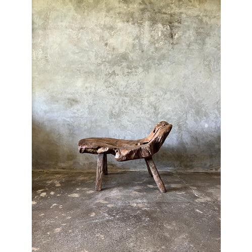 Bench or Small Inclined Resting Chair in Upcycled Organic Solid Teak For Sale - Image 13 of 18