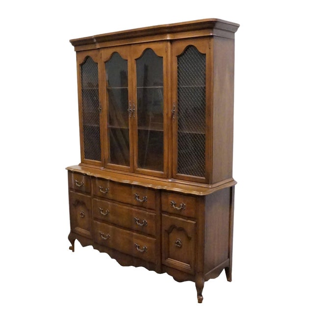 BROYHILL FURNITURE Solid Hard Rock Maple Country French Provincial 59" Buffet w. China Cabinet 5000-10 / 5000-20 76.25"...