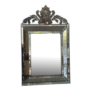 Vintage Venetian Italian Etched Glass Mirror
