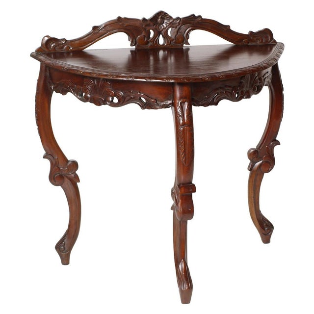 Antique Venetian Mahogany Demilune Console by Eugenio Quarti For Sale - Image 14 of 14