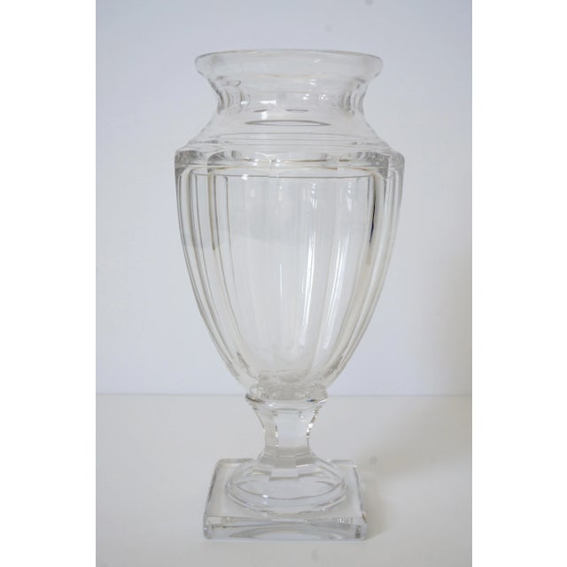 French 12"h Urn Vase 1940s Baccarat Style For Sale - Image 3 of 10